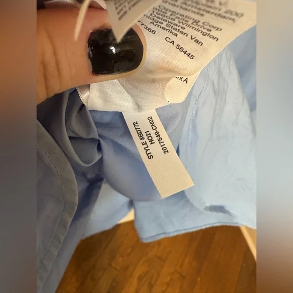 J.Crew Collection Feather Trim Poplin Button-Up Shirt | Size 14 | Blue - Picture 14 of 15